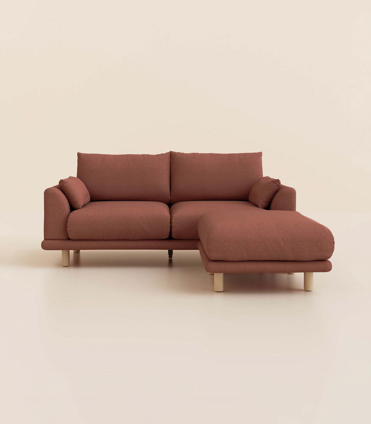 Canapé d'angle Terracotta-3 places-Pieds ronds - Bois clair