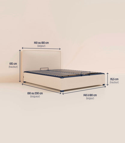 Lit coffre Beige-Plus