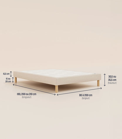 Sommier tapissier Beige-Bibloc-Pieds Bleus-Plus