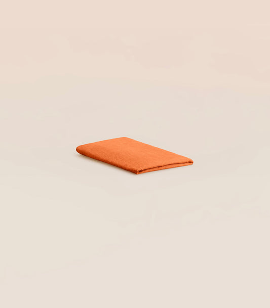 Drap housse en lin lavé - Orange terracotta