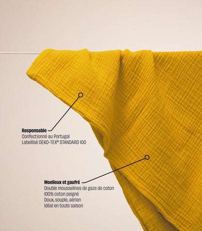 Taies d'oreiller en gaze de coton Taies d'oreiller en gaze de coton - Jaune safran