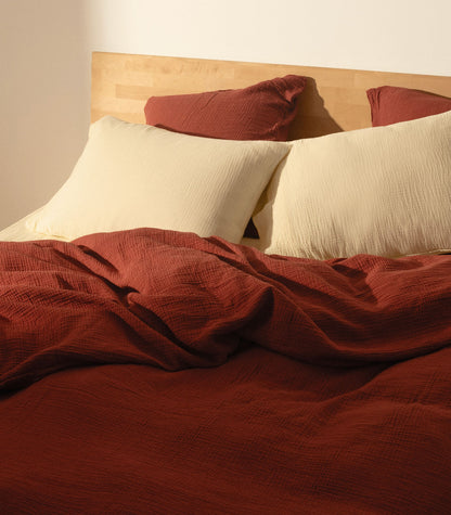 Taies d'oreiller en gaze de coton Taies d'oreiller en gaze de coton - Orange corail
