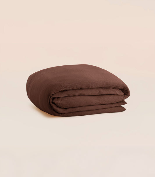 Housse de couette en gaze de coton - Marron moka