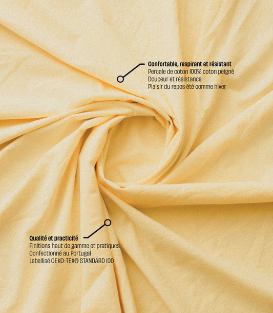 Parure en percale de coton - Jaune beurre