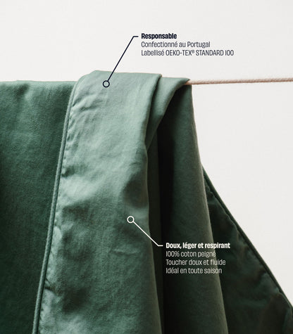 Drap plat satin de coton Drap plat satin de coton - Vert sauge