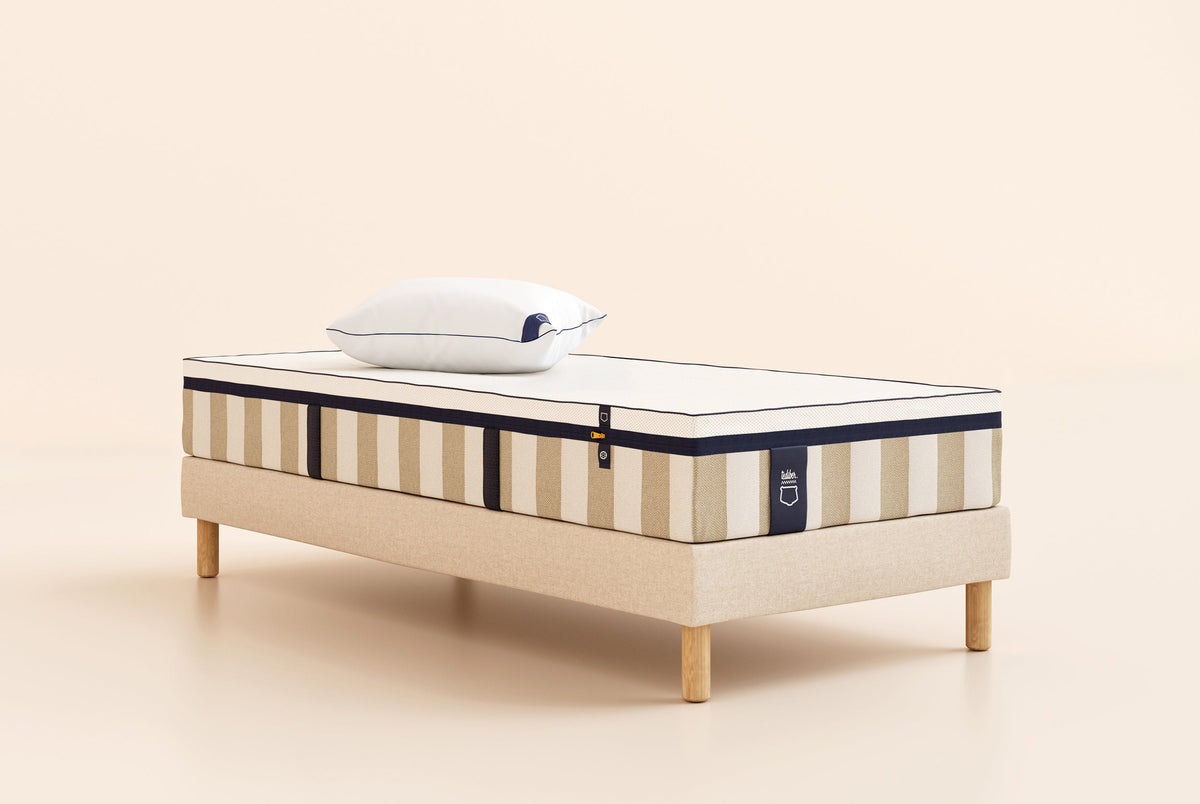 #fr#Matelas Hybride Air+|Hybride Air+|Sommier tapissier|Beige|Pieds Hêtre clair|Standard