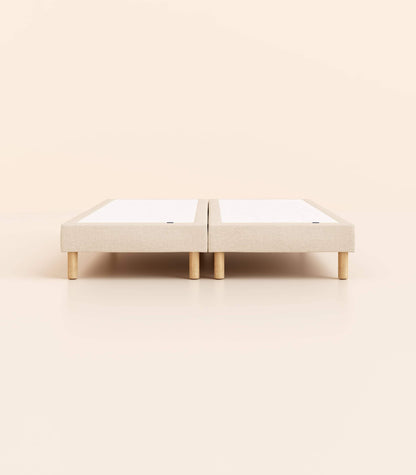Sommier tapissier Beige-Bibloc-Pieds Bleus-Standard